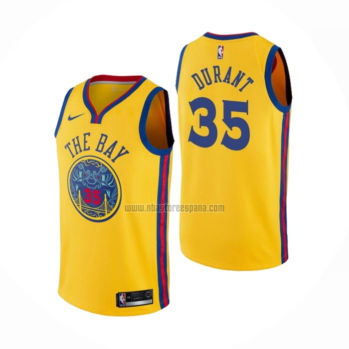 Camiseta Golden State Warriors Kevin Durant NO 35 Ciudad Amarillo